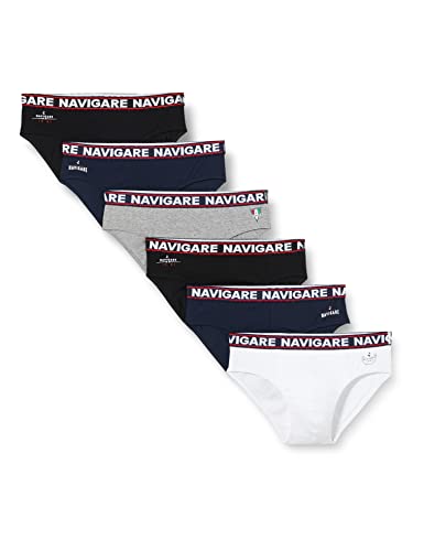 Navigare 324 (Pacco Da 6), Slip Uomo, Multicolore (Bianco/ Nero/Antracite/ Navi), M confezione da 6 - Home Shopping Italia 