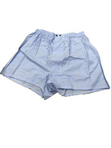Boxer in Tela Batista di Puro Cotone con Bottone Davanti (Azzurro/Bianco, 7) - Home Shopping Italia 