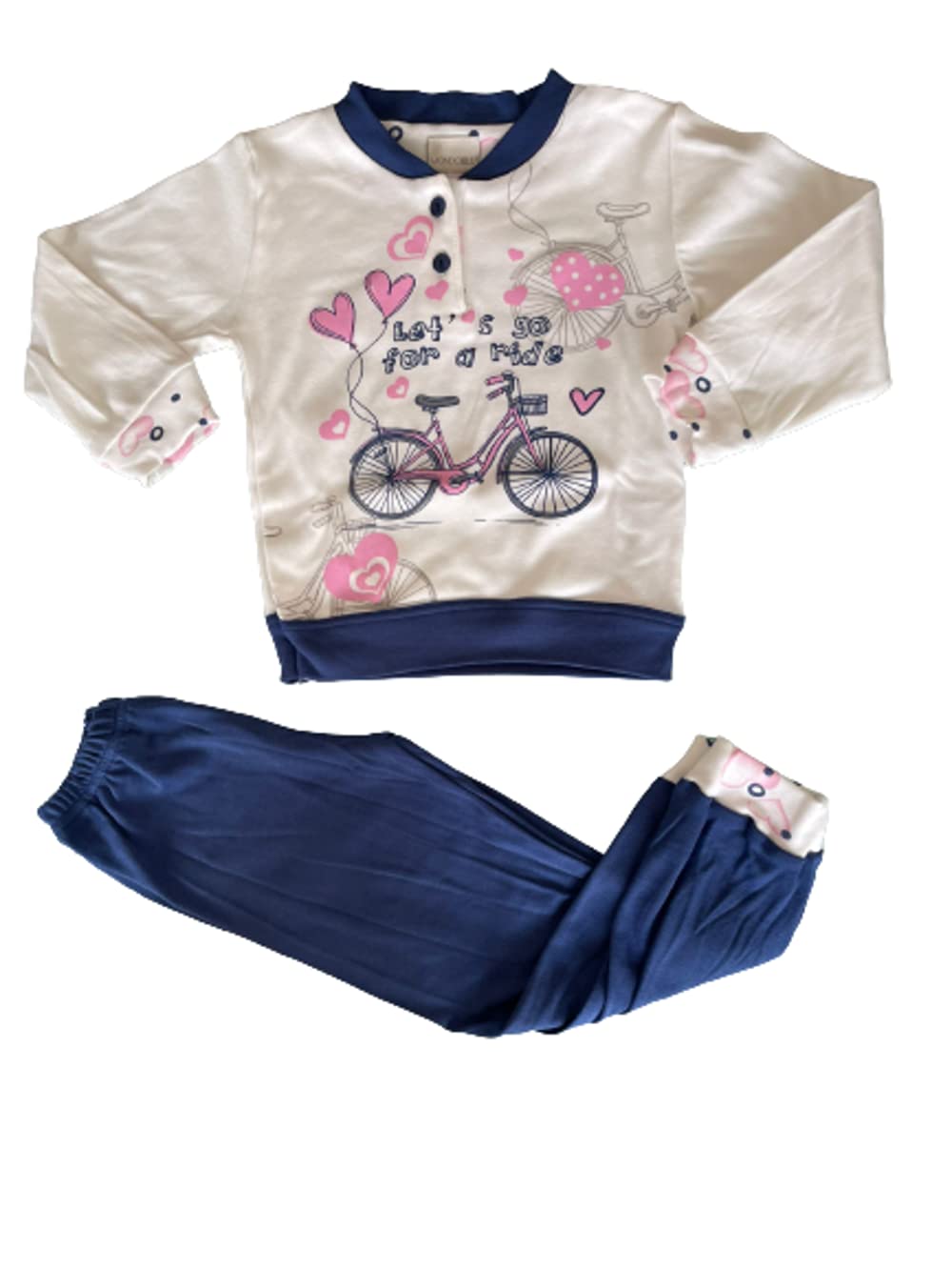 Pigiama Lungo Collo Serafino Caldo Cotone Interlock Bambina e Ragazza Varie Fantasie - MondoBlu - Home Shopping Italia 
