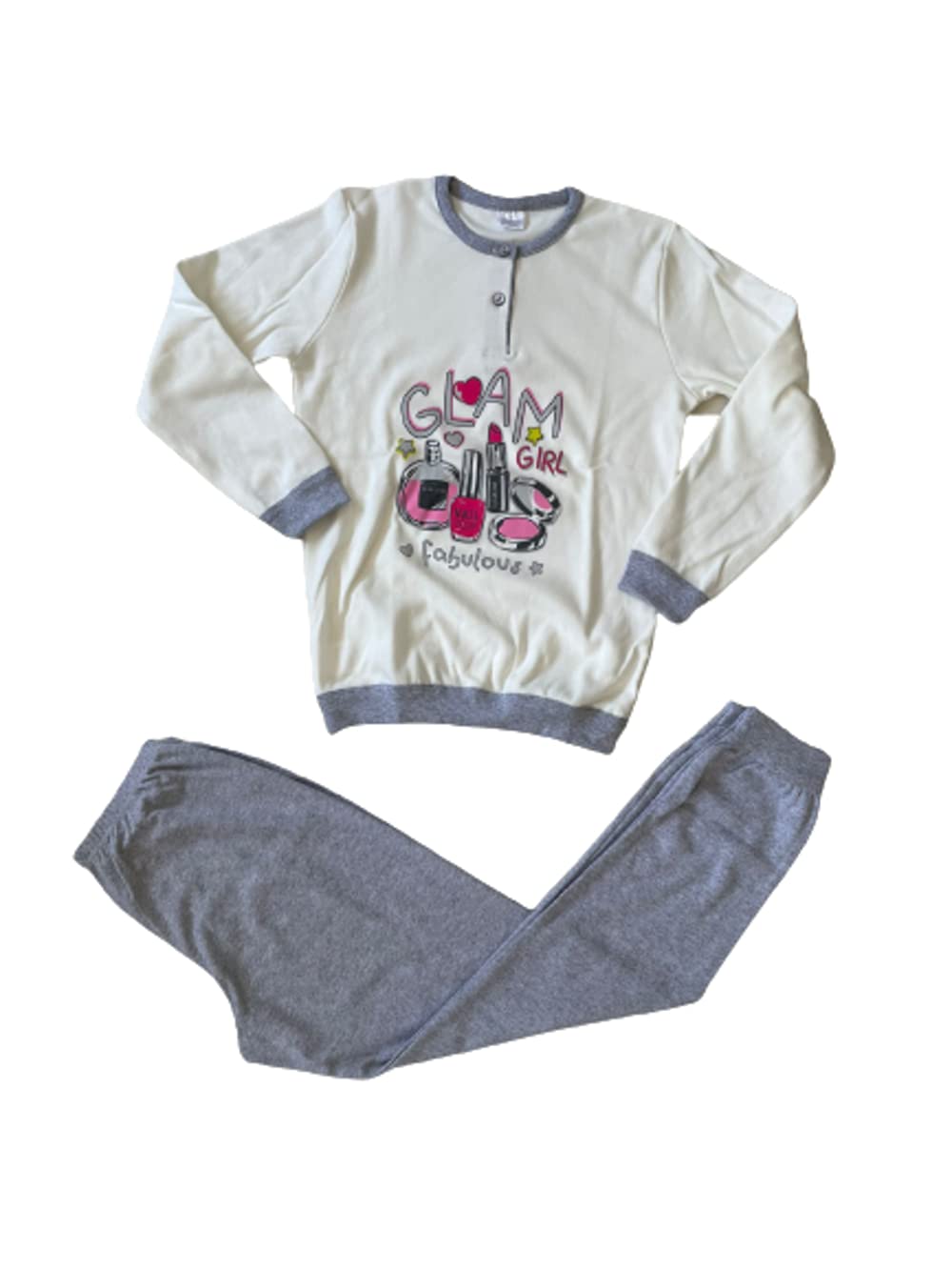 Pigiama Serafino Lungo Due Pezzi Caldo Cotone Interlock Bambina e Ragazza Varie Fantasie - Home Shopping Italia 
