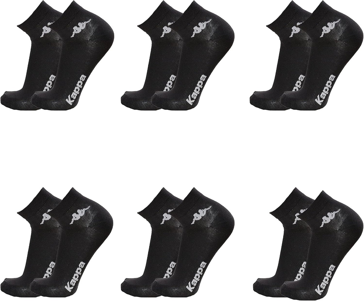 Kappa CONF. 6 PAIA CALZINO CORTO ALLA CAVIGLIA UNISEX - art. K004 in cotone, Nero, 45/47 - Home Shopping Italia 